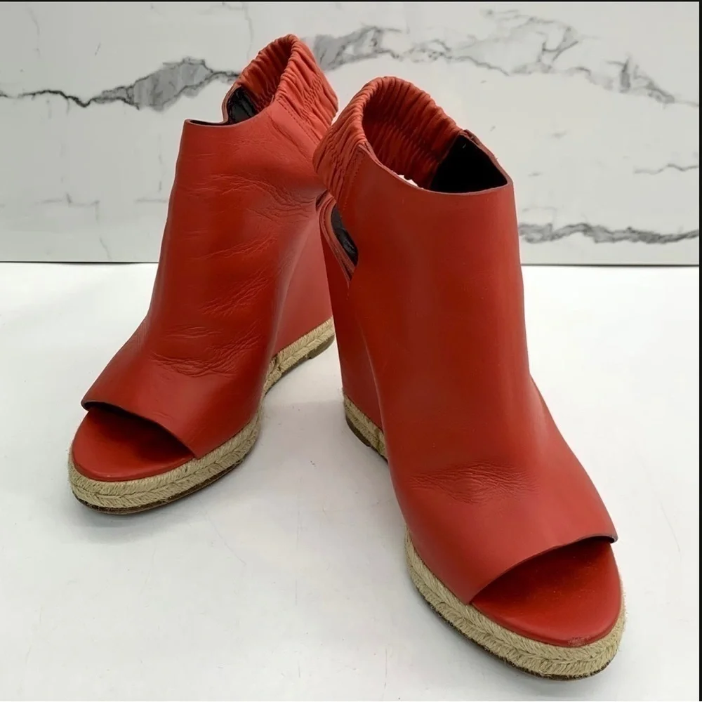 Balenciaga RED LEATHER ESPADRILLES HEELS Pumps